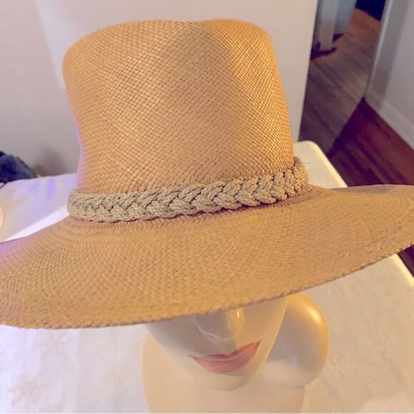 Dorman Straw Fedora Panama Hat Tan & Hatband Sz 7-7 1/8 USA Gorgeous - Picture 3 of 8